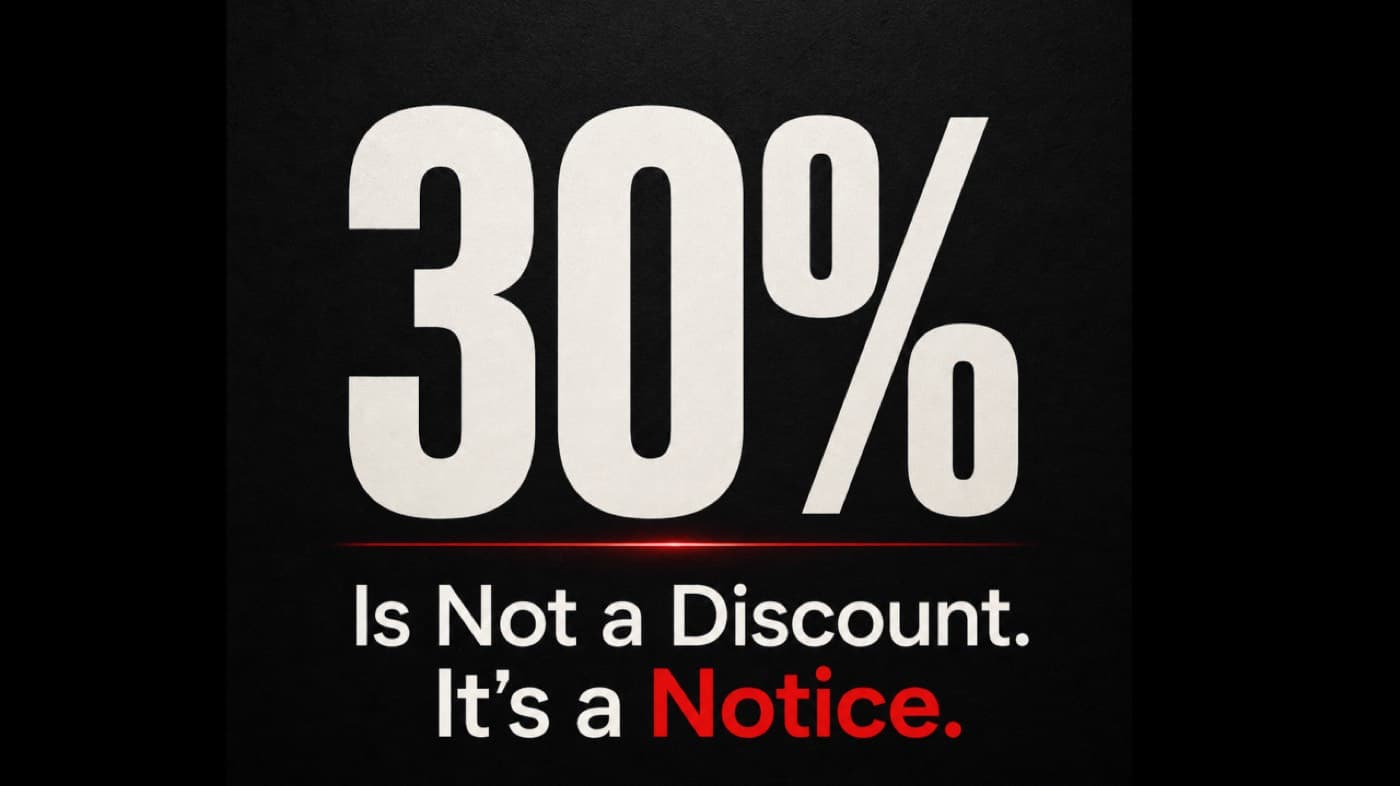 30% Is Not a Discount. It's a Notice.