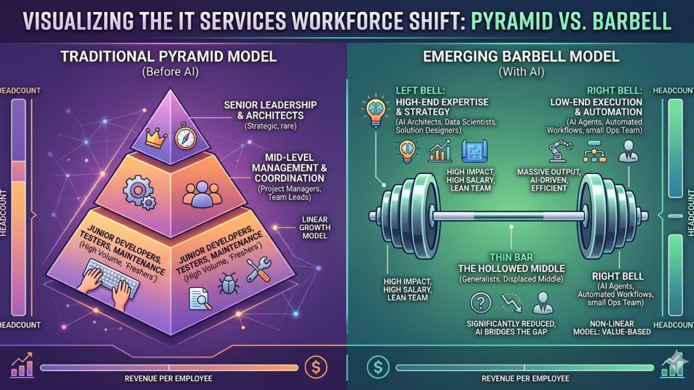 Pyramid vs. Barbell: The Indian IT Services Model Shift